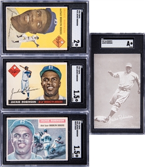 1954-1956 Topps Jackie Robinson Card Collection (4 Different) - SGC Graded 